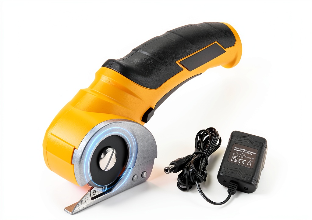 Installing Ginger Yellow Electric Scissors by AMZBUY on a wooden desk