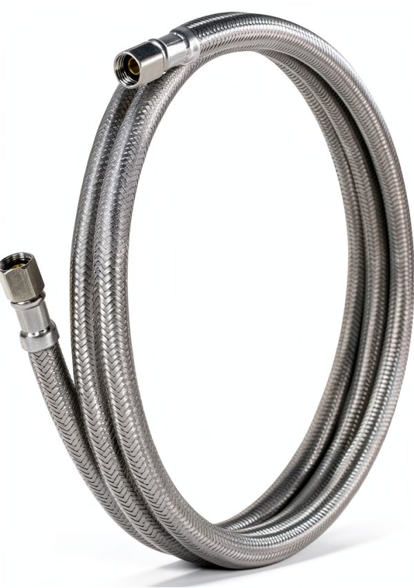 Certified Appliance Accessories Ice Maker Water Line, 5 Feet, PVC Core with Premium Braided Stainless Steel, Silver-3