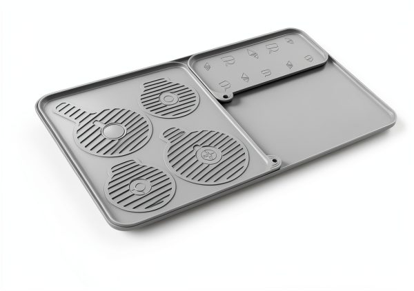 Sliding Pad for Ninja Swirl by Creami Ice Cream and Soft Serve Maker NC700/500/300-25“ x 15” countertop mat, silicone mat with drainage groove, thickened design to reduce vibration noise（Black）-1