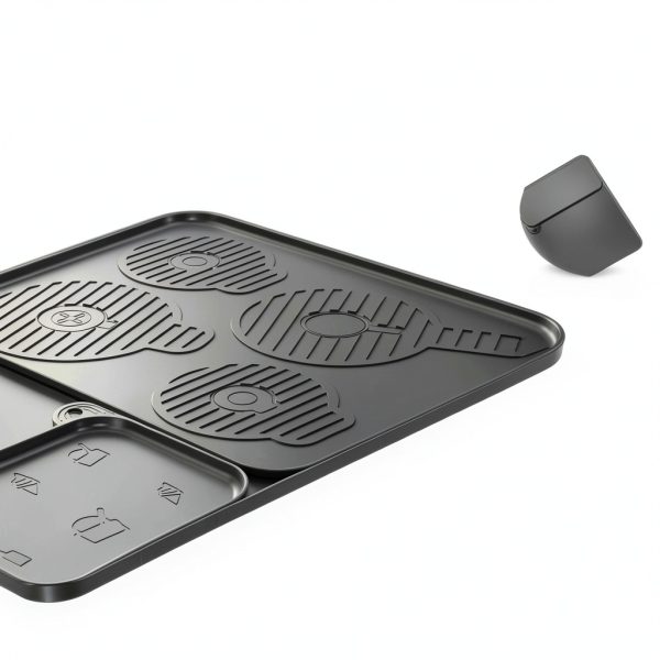 Sliding Pad for Ninja Swirl by Creami Ice Cream and Soft Serve Maker NC700/500/300-25“ x 15” countertop mat, silicone mat with drainage groove, thickened design to reduce vibration noise（Black）-3